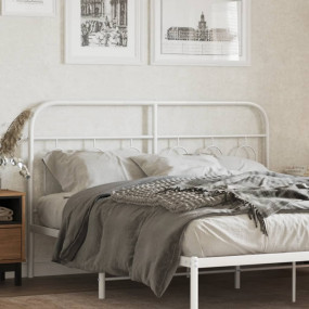 Headboard White Steel Tall Double Bed Durable Headboard