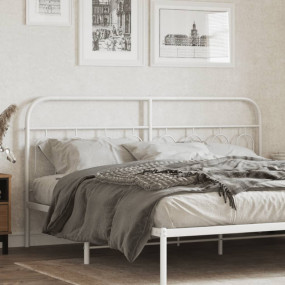 Headboard White Steel Tall Double Durable Headboard