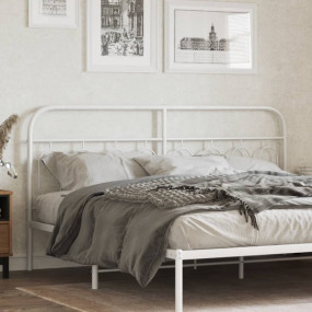 Headboard White Steel Tall Double Bed Durable Headboard