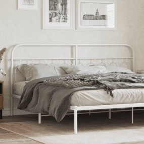 Headboard White Steel Double Durable Headboard Rectangu...