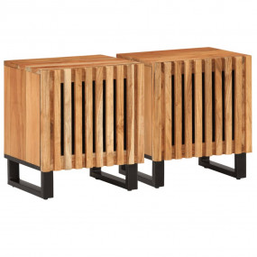 Bedside Cabinet Set of 2 Brown