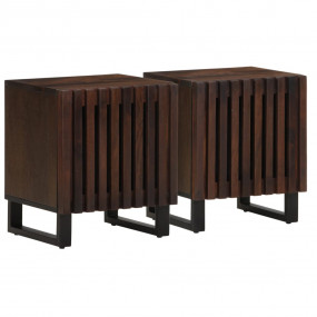 Bedside Cabinet Set of 2 Brown