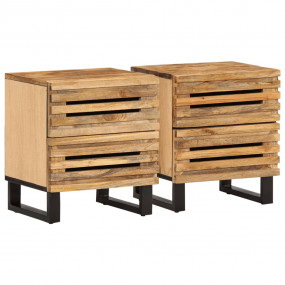 Bedside Cabinet Set of 2 Brown