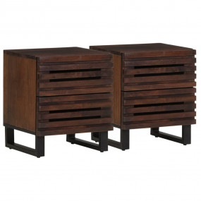 Bedside Cabinet Set of 2 Brown Solid mango wood, engine...