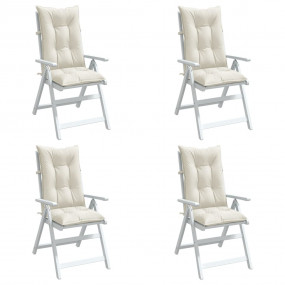 Highback Chair Cushion Set of 4 Melange Cream 100% Poly...