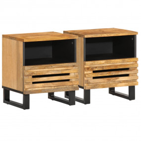 Bedside Cabinet Set of 2 Rough Mango