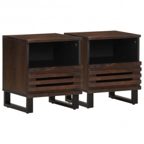 Bedside Cabinet Set of 2 Brown