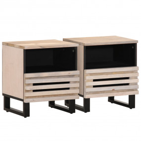 Bedside Cabinet Set of 2 Bleached Mango Wood