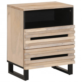 Bedside Cabinet Brown Solid rough mango wood, steel Med...