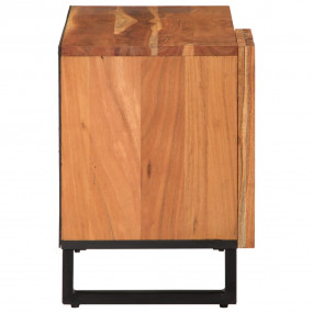 TV Cabinet Natural Wood and Black Solid Acacia Wood and...