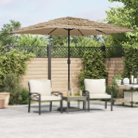 Garden Parasol Brown Polyester Large Collapsible Garden...