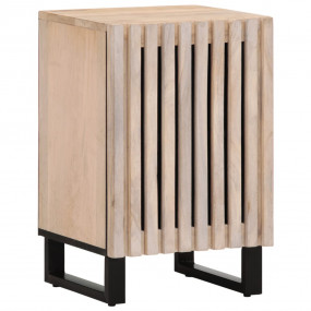 Bathroom Cabinet Bleached Brown Solid Mango Wood, Steel...