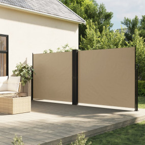 Retractable Side Awning Beige Polyester with PU coating...