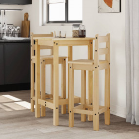 Bar Set Honey Brown Solid pine wood Large Footrest Bar ...