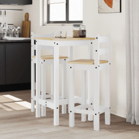 Bar Set White Solid Pine Wood Medium Footrest Bar Set S...