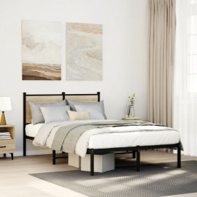 Bed Frame Sonoma Oak Steel 47.2x78.7 in Bed Frame Recta...