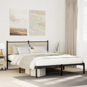 Bed Frame Sonoma Oak Steel, Engineered Wood Double Mode...
