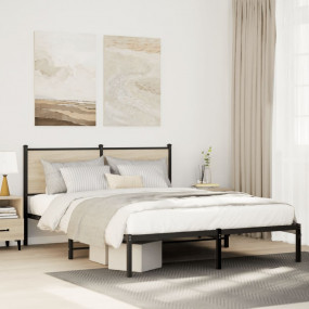 Bed Frame Sonoma Oak Steel, Engineered Wood King Size B...
