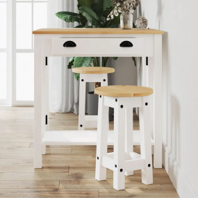 Bar Stool White Solid pine wood Medium Durable Bar Stoo...