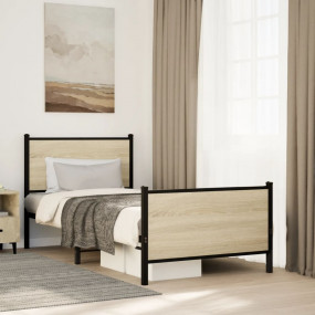 Bed Frame Sonoma oak Steel, engineered wood 35.4 x 78.7...