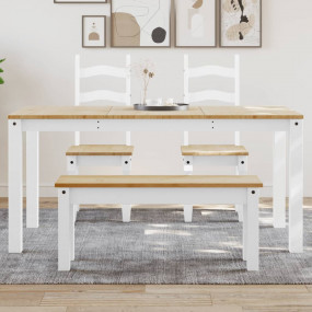 Dining Table White Solid pine wood 63.0 in x 31.5 in x ...
