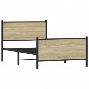 Bed Frame Sonoma Oak Steel, engineered wood Twin Bed Fr...