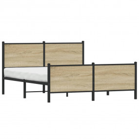 Bed Frame Sonoma Oak Steel, Engineered Wood Double Bed ...