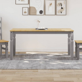 Dining Table Gray Solid Pine Wood Medium Minimalist
