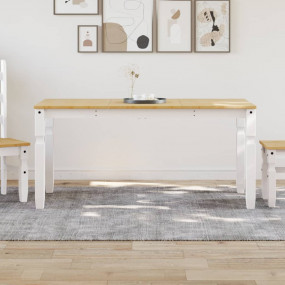 Dining Table White Solid Pine Wood 63.0 x 31.5 x 29.5 i...