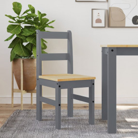 Dining Chair Grey Solid pine wood 15.7x18.1x35.4 in Min...