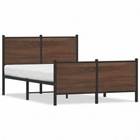 Bed Frame Brown Oak Steel Small Double Durable Bed Fram...