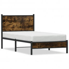 Bed Frame Smoked Oak Steel Single Bed Frame Rectangular