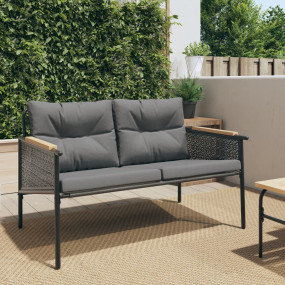 Garden Bench Black Bench with Anthracite Cushions
