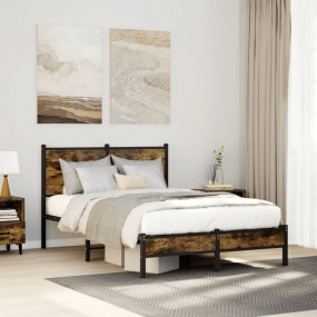 Bed Frame Smoked oak Steel and engineered wood Small Do...