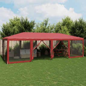 Party Tent Red HDPE, powder-coated iron 8x4 ft