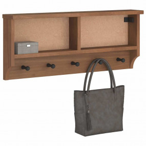 Wall-mounted Coat Rack Walnut Solid Pine Wood 34.3x4.7x...