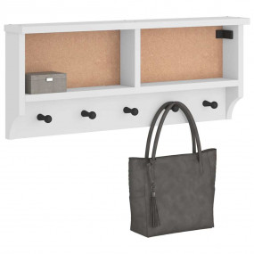 Wall-mounted Coat Rack White Solid pine wood, engineere...