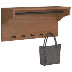 Wall-mounted Coat Rack Walnut Solid Pine Wood Medium