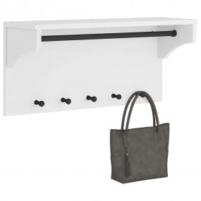 Wall-mounted Coat Rack White Solid pine wood, engineere...