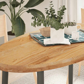 Table Top Light Brown Solid Oak Wood 47.2 x 23.6 in Dur...