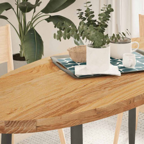 Table Top Light Brown Solid Oak Wood 55.1 x 23.6 in Dur...