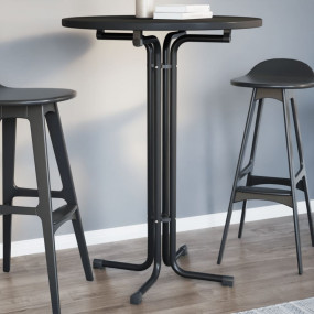 Dining Table Black Engineered Wood and Powder-Coated St...