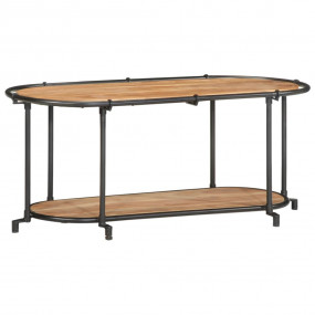 TV Cabinet Brown and Black Solid Acacia Wood and Iron