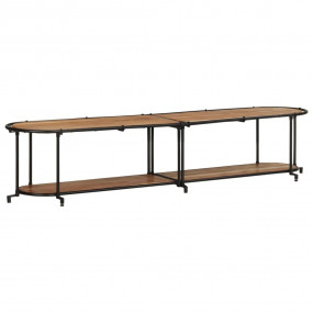 TV Cabinet Brown and Black Solid Acacia wood, Iron Larg...