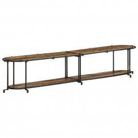 TV Cabinet Brown and Black Reclaimed Wood, Iron Large T...