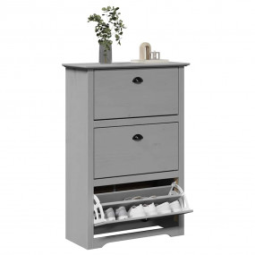 Shoe Rack Grey Solid pinewood, engineered wood, metal