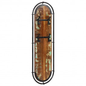 Coat Rack Brown and Black Solid Reclaimed Wood, Iron St...
