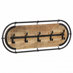 Coat Rack Brown and Black Solid Mango Wood, Iron 35.4 i...