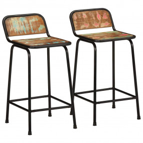 Bar Stool Set of 2 Footrest Bar Stools Rectangular Indu...