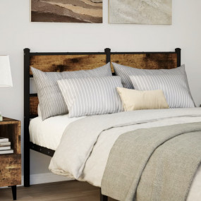 Headboard Black, Smoked Oak Iron, Engineered Wood 47.2 ...